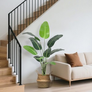 Artificial Bird of Paradise Plant Fake Palm Tree, 8 Trunks Faux Leaves for Indoor Outdoor Decor, Housewarming Gift - 1 of 4