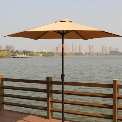 Sapphtopaz Patio Umbrella Market Umbrella with 42 Pound Square Umbrella Base, Push Button Tilt and Crank for Garden, Backyard, Pool