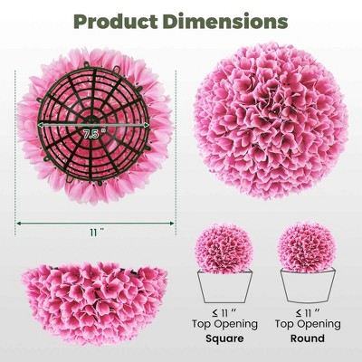 11" Pink Faux Boxwood Topiary Balls with Sun-Protective PE Material