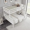 MAYEERTY Twin over Full Bunk Bed with Ladder, Wooden Bed Frame with High Guardrail and Ladder for Kids, No Box Spring Needed, White - 3 of 4