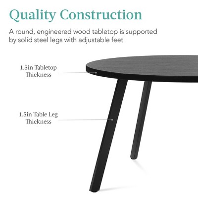 Black Round Mid-Century Modern Dining Table with MDF Top