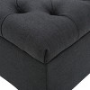 Vynxaria Contemporary Button-Tufted Storage Ottoman with Diamond Stitching and Birch Legs,Dark Gray - 3 of 4