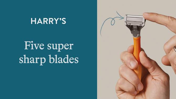Harry&#39;s 5-Blade Men&#39;s Razor - 1 Razor Handle + 2 Razor Blade Cartridges - Charcoal, 2 of 9, play video