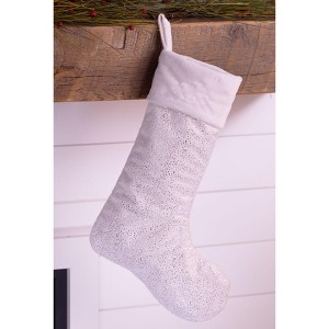 White and Silver Christmas Stocking – Soft Plush Fabric – Handmade in Minnesota by MerryStockings - 1 of 3
