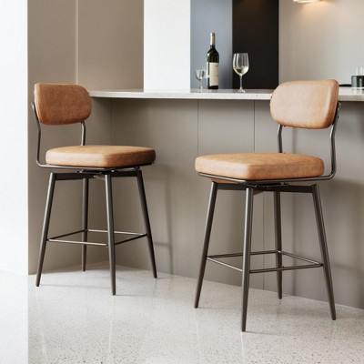 360 ° Rotating Bar Chair Bar Stool bar stools set of 2 piece set with leather cushions and iron brackets - Leovsnove