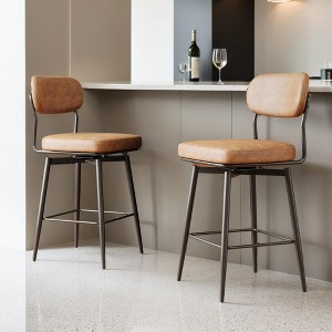 Leovsnove 360 ° Rotating Bar Chair Bar Stool bar stools set of 2 piece set with leather cushions and iron brackets - 1 of 4