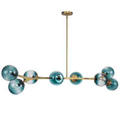 LLHZSY 8-Light Sputnik Sphere Chandelier with Gradient Blue Glass Globes Shape-55 9/10"