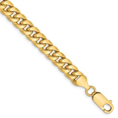 Black Bow Jewelry 6.75mm 14k Yellow Gold Cuban Curb Chain Bracelet