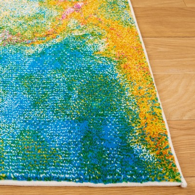 Vibrant Multicolor Abstract Synthetic Area Rug 6'7" x 9'