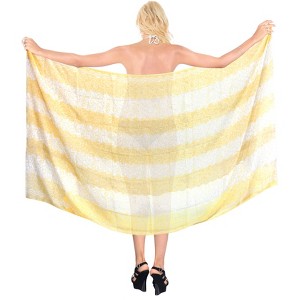 LA LEELA Women's Summer Beach Bikini Wraps Sarong Cover up Wrap Skirt Bathing suit Swimsuit Cover Ups for Swimwear Women One Size Gold, Floral - 1 of 4