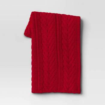 Wishbone Cable Knit Throw Blanket Red - Threshold™