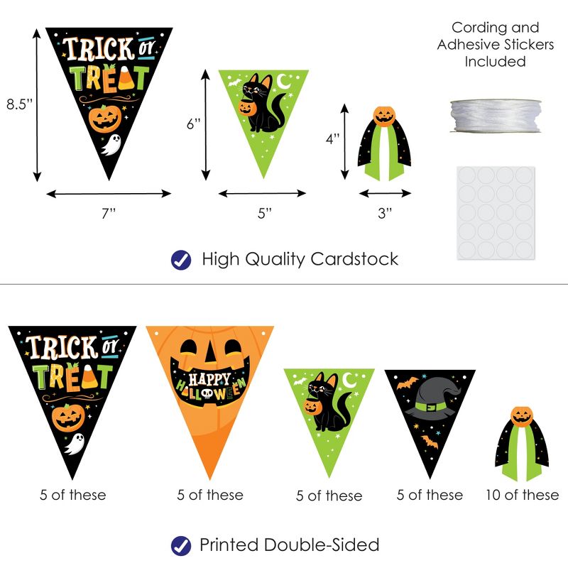 Big Dot of Happiness Jack-O'-Lantern Halloween - DIY Kids Halloween Party Pennant Garland Decoration - Triangle Banner - 30 Pieces, 3 of 9