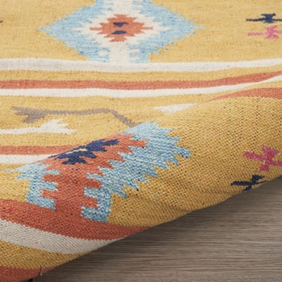 Sunny Tribal Medley 6' x 9' Yellow Cotton & Synthetic Area Rug