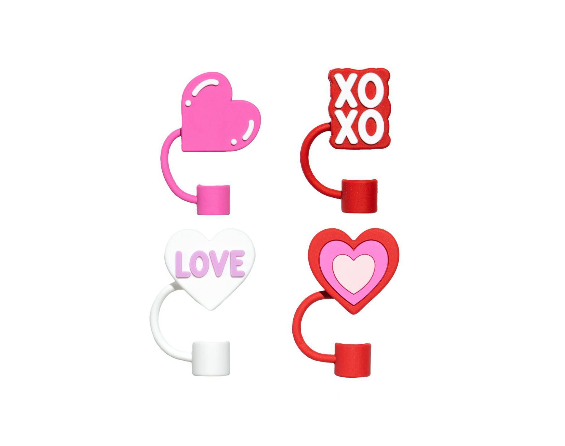 CharCharms 4pk Valentines XOXO Straw Toppers