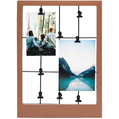 Farmlyn Creek Wall Mounted Brown Picture Frame Wood Photo Frame with Clips (15.7 x 11.4 x 0.59 in)