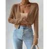 Womens Cardigan Long Sleeve Open Front Sweater Bolero Cropped Cardigan Ribbed Knit Sweater Sweater Shrug - 4 of 4
