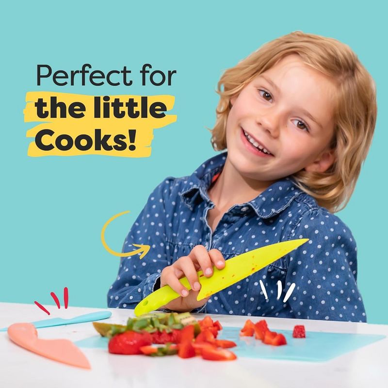 Baketivity 3 Piece Kids Knife Set | Plastic Kids Safe Knives for Kitchen | Dishwasher Safe, Kid Friendly Safe Knives Set for Cutting Fruits, Veggies, 3 of 10