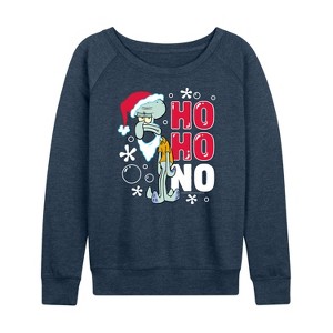 Women's - SpongeBob SquarePants - Ho Ho No Lightweight French Terry Wide Neck Long Sleeve Shirt - 1 of 4