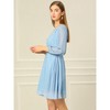 Allegra K Women's Swiss Dots Elastic Waist 3/4 Sleeve A-line Solid Flowy Chiffon Dress - 4 of 4