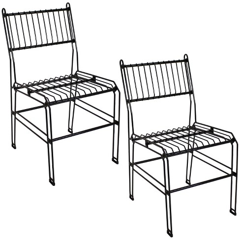 Sunnydaze Indoor Outdoor Furniture Steel Wire Dining Chairs Black 2pc