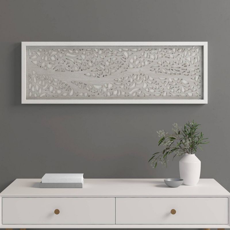 Laurel Branches Carved Wood Wall Decor Panel Gray - Madison Park, 1 of 10