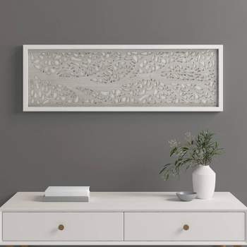 Laurel Branches Carved Wood Wall Decor Panel Gray - Madison Park