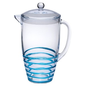 FONTOI 2.5 Quarts Water Pitcher with Lid, Swirl Cut Unbreakable Lemon Kettle, Drink Pitcher, Juice Pitcher with Spout BPA Free, Blue, 10"*8"*6" - 1 of 4
