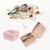 Unique Bargains Travel Letter Design Mini PU Leather Jewelry Box for Birthday Gift Pink 3.9x3.9x2inch - 2 of 4