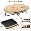 Oval Coffee Table with Drawer, 47.2“ Wooden Coffee Table with Storage and Cross Metal Legs, Mid-Century Modern Center Table Unique Curved Design - 2 of 4