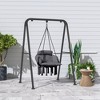Outsunny Hanging Hammock Chair, Cotton Rope Macrame Swing Chair with Large Cushion, Chain, Steel Frame for Indoor Outdoor Patio Balcony - 2 of 4