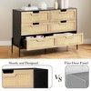 Natural Rattan 6 Drawer Dresser, Wooden Chest of Drawer, Farmhouse Storage Cabinet with Metal Legs, Modern Dresser - 3 of 4