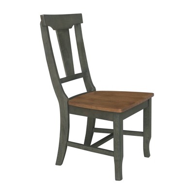 Elegant Hickory & Washed Coal Solid Wood Dining Chairs - Set of 2