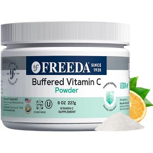 Freeda Buffered Vitamin C Powder – Non-Acidic, Stomach-Friendly Calcium Ascorbate – Kosher, Sugar Free Immune Support - 1 of 4