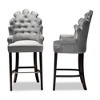 2pc Chloe Velvet Upholstered and Wood Barstool Set Dark Gray - Baxton Studio - 2 of 4