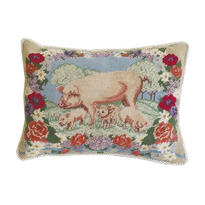 C&F Home 12" x 16" Summer Pig Needlepoint Throw Pillow