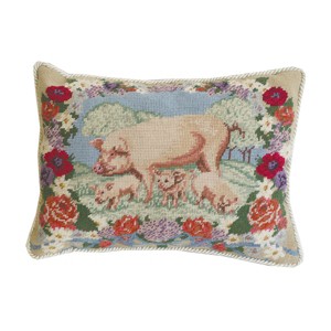 C&F Home 12" x 16" Summer Pig Needlepoint Throw Pillow - 1 of 3