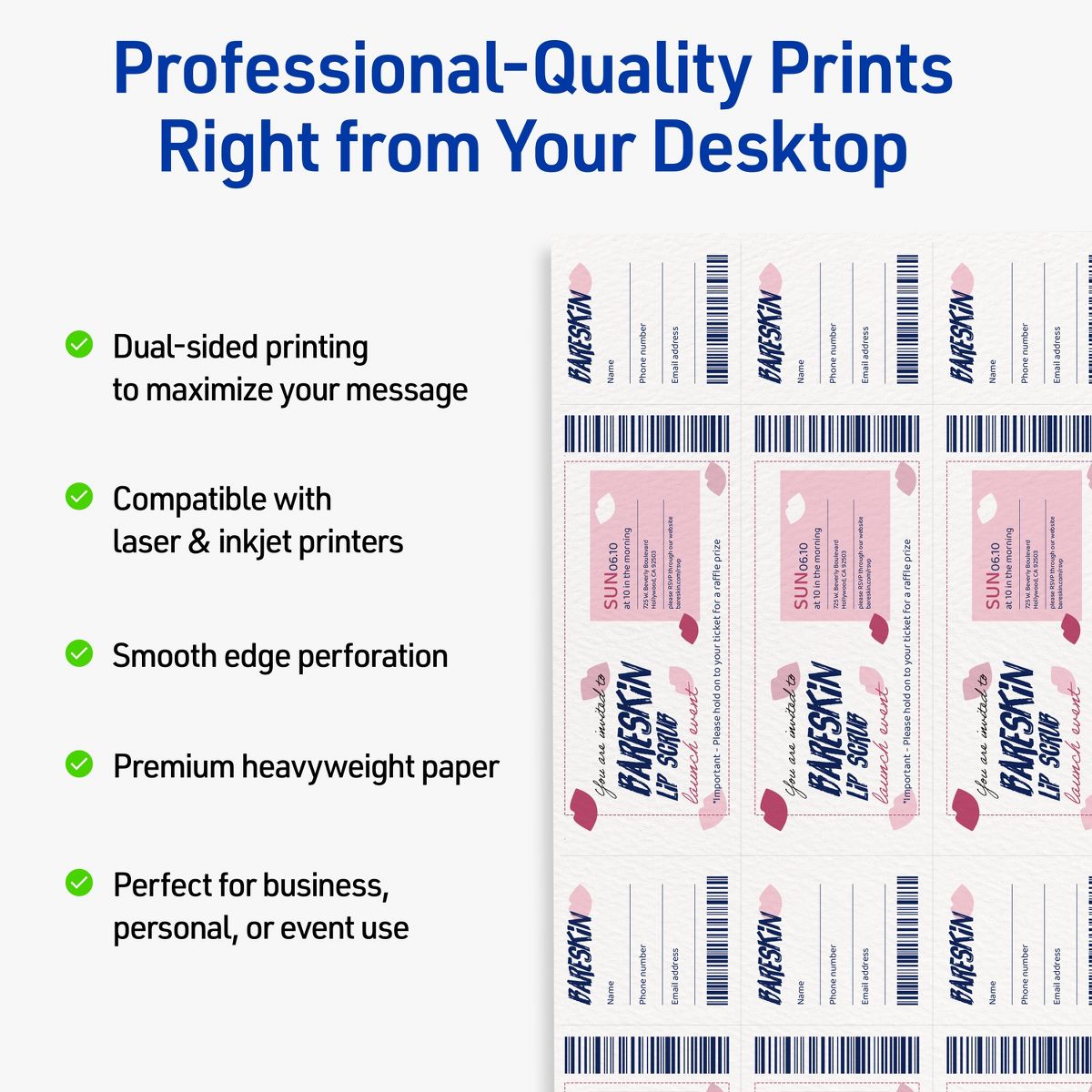 Avery Matte White Tickets, 1-3/4" x 5-1/2" Rectangle - thumbnail 2
