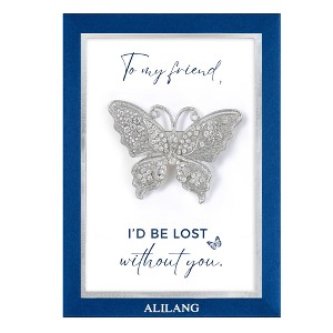 Anna-Kaci Clear Silver Butterfly Crystal Rhinestone Brooch Pin with Family or Friend Gift Message Card & Envelope Jewelry Gifts - 1 of 4