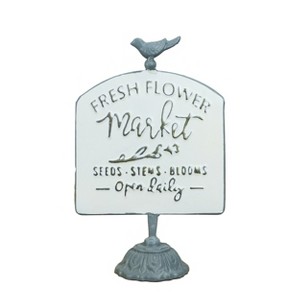 VIP Metal 12.5 in. White Fresh Flower Market Sign - 1 of 4