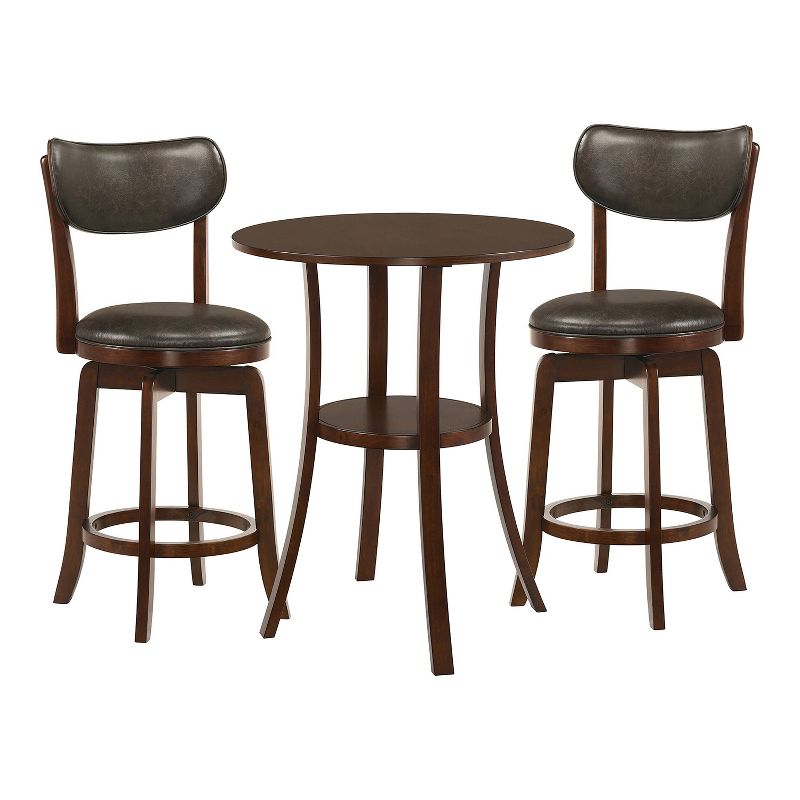 3pc Singhe Transitional Counter Height Dining Set Brown/Espresso Cherry - HOMES: Inside + Out, 1 of 14