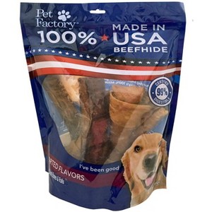 Pet Factory Made in USA Beefhide Assorted Bones & Rolls - 1 of 2