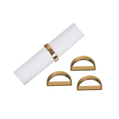 C&F Home 1.85" Premium Gold Semicircle Design Luxury Cloth Napkin Rings, Set of 4