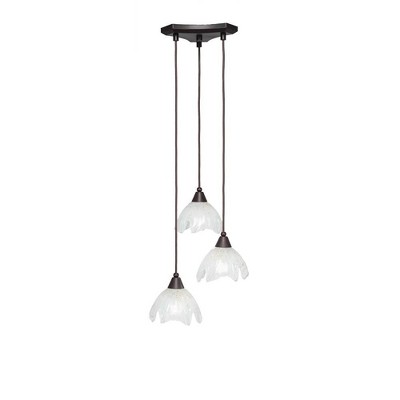 Toltec Lighting Europa 3 - Light Pendant in  Dark Granite with 7" Gold Ice Shade