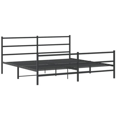 vidaXL King Size Black Metal Bed Frame - Powder-Coated Steel with Headboard, Footboard - image 1 of 4