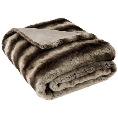 Coco Striped Throw Blanket - Milk/Chocolate - 50" x 60" - Safavieh .
