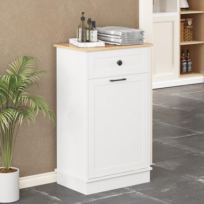 Trash Can, Dog Proof Tilt Out Trash Bin Holder, Hideaway Free Standing Trash Cabinet