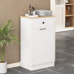 Trash Can, Dog Proof Tilt Out Trash Bin Holder, Hideaway Free Standing Trash Cabinet - 1 of 4