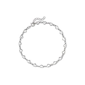Ross-Simons Italian Sterling Silver Puffed Heart Anklet Size 9 - 1 of 4