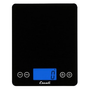 Escali Arti XL Glass Digital Scale Black: Kitchen Food Scale with Oversized Backlit Display, 22lb Capacity, Automatic Shut-Off - 1 of 4