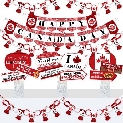 Big Dot of Happiness Canada Day - Banner and Photo Booth Decorations - Canada Party Supplies Kit - Doterrific Bundle